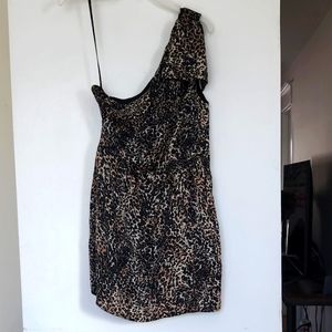 Avec Les Filles One Shoulder Leopard Dress - M